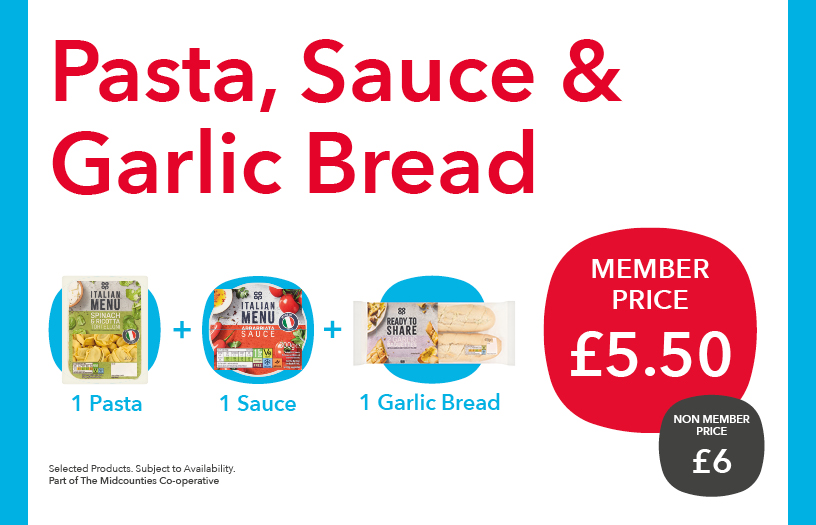 3 Pasta, sauce & garlic bread.jpg